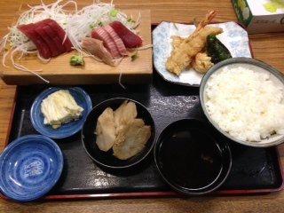 天ぷら定食+おまかせ刺身